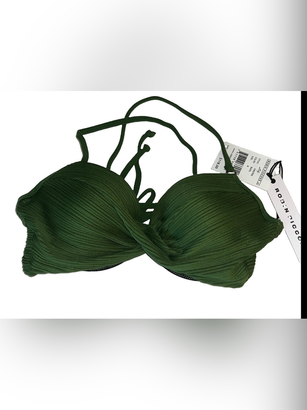 NWT Robin Piccone Lily Twist Front Underwire Bikini Top Basil Green SZ M
